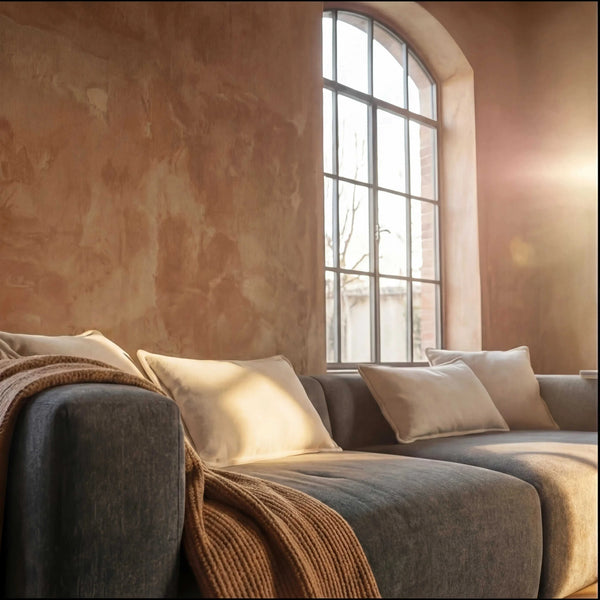 Polstergarnitur Lori Megasofa XL anthrazit modernes großes Stoffsofa mit vier Kissen