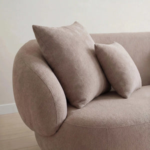 Polstergarnitur New Idea 3-Sitzer mittelbraun Stoff mit Kissen und Holzgestell