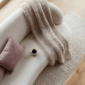 Polstergarnitur New Idea Ottomane beige mit rechter Armlehne und Kissen