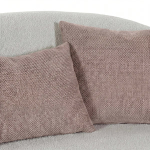 Polstergarnitur New Idea beige Ottomane mit Armlehne rechts Stoffbezug und Rückenkissen