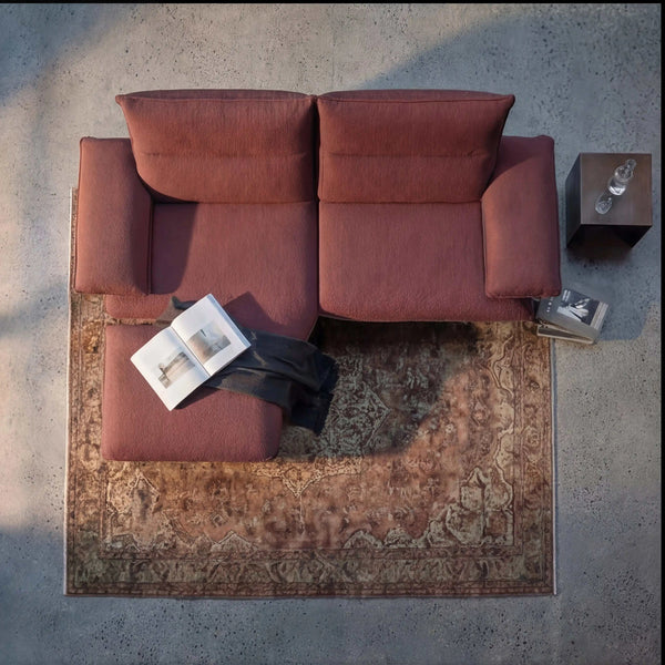 Polstergarnitur Caio Ledersofa in Chilli mit Funktionsrücken und verstellbarer Sitztiefe