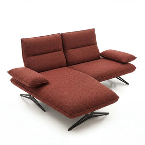 Polstergarnitur Caio aus rotem Leder mit Funktionsrücken und verstellbarer Sitztiefe