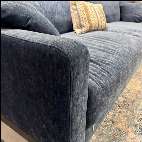 Polstergarnitur Milian eckiges blaues Ecksofa mit extra weichem Softsitz und großem Stoffbezug