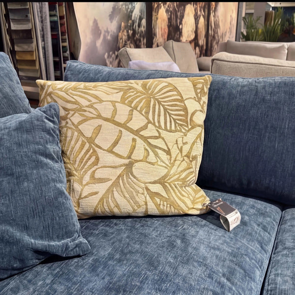 Polstergarnitur Milian eckiges Ecksofa in blauem Eros-Stoff mit extra weichem Softsitz