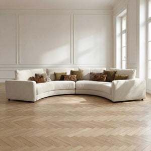 Polstergarnitur Milian halbrunde Sitzlandschaft Stoff Pretty silber extra weicher Softsitz