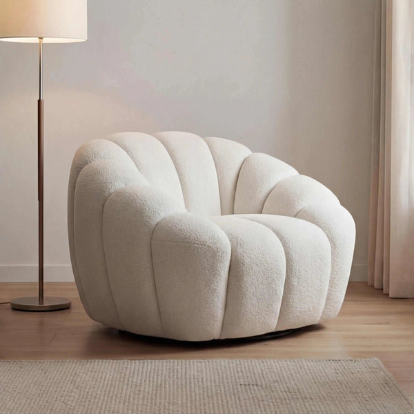 Breiter Drehsessel Emma aus Stoff SG 300 mit schwarzem Kunststofffuß