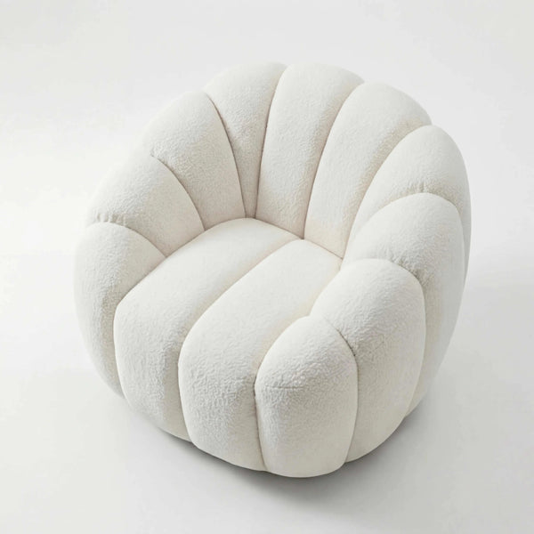 Drehsessel Emma in breitem Stoff SG 300 mit stabilem Holzgestell und schwarzer Kunststofffußstütze