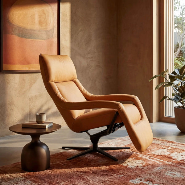 Fernsehsessel Yoko motorische Relaxfunktion Kissenstoff Oyster Materialmix braun