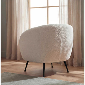 Beiger Sessel New Idea mit schwarzem Metallfuß und kompakter Größe