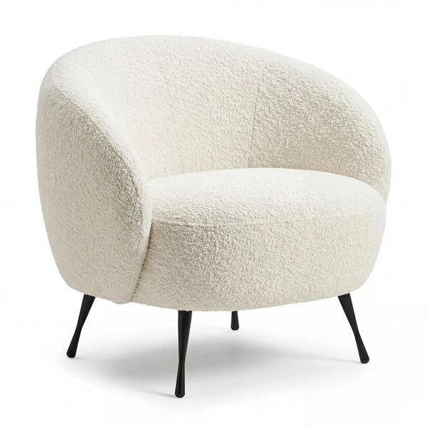 Beiger Sessel New Idea mit schwarzem Metallfuß und kompakter Form