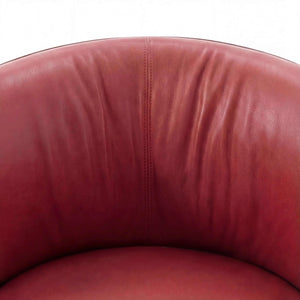 Sessel Igor aus schwarzem Leder A-India Omega mit hochglänzendem M-Drehring aus Metall