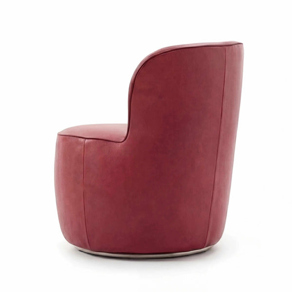 Moderner Sessel Igor aus schwarzem Leder A-India Omega mit schwarzem Metall-Drehring