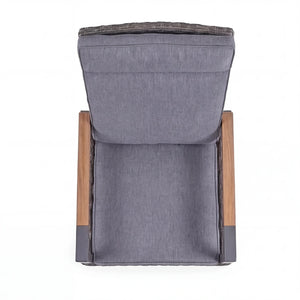 Polyrattan Positionsstuhl mit Teak-Armlehnen