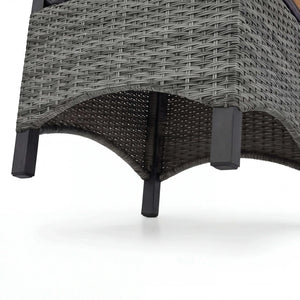 Anthrazitfarbener Gartenhocker Universal mit Teakholz-Detail und Sitzkissen, ideal für Terrasse und Garten