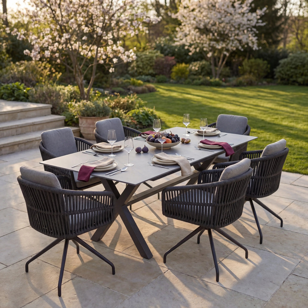 Garten Drehstuhl aus Rope inkl. Kissen