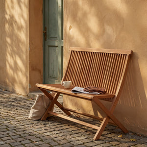 Klappbare Gartenbank Savannah aus robustem massiven Teakholz für Terrasse und Garten