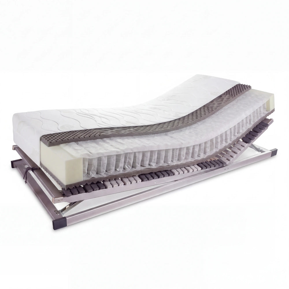 Taschenfederkern-Matratze 90x200 cm mit Lattenrost Set Paradiso H2 für punktgenaue Stützung und hohe Atmungsaktivität