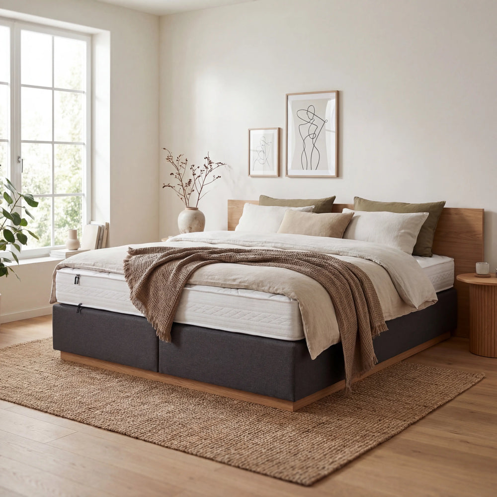 Taschenfederkern-Matratze 90x200 cm mit 7-Zonen ergonomischer Stützung und feuchtigkeitsregulierendem Wollfilz-Bezug