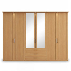 Schlafzimmer San Remo mit Holzkopfteil, Doppelbett 180x200 cm, Kleiderschrank und Nachtkonsolen