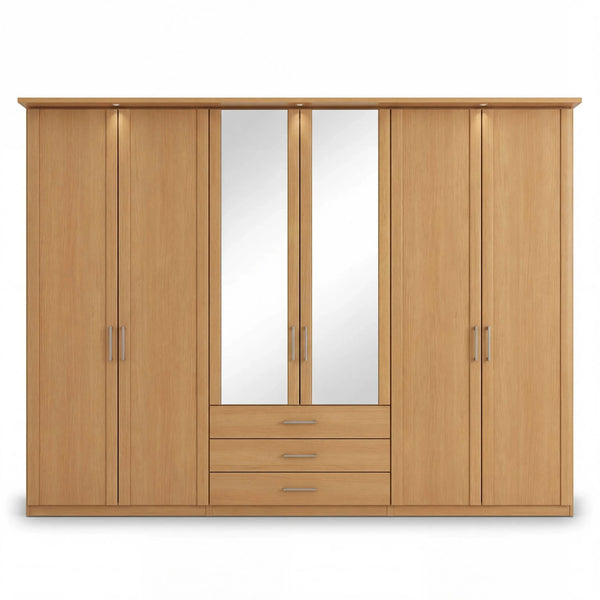 Schlafzimmer San Remo mit Holzkopfteil, Doppelbett 180x200 cm, Kleiderschrank und Nachtkonsolen