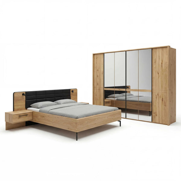 Modernes Schlafzimmer Luisiana mit Doppelbett 180x200 cm und Kleiderschrank von Steffen