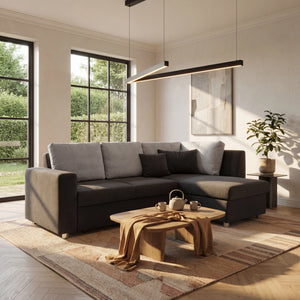 Funktionssofa, Inigio, Ecksofa mit Bettauszug, Grau
