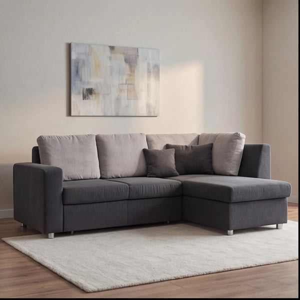 Funktionssofa, Inigio, Ecksofa mit Bettauszug, Grau