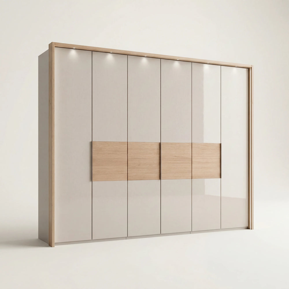 Drehtürenschrank inkl. Zusatzausstattung, Verona, 6-türig, 300x216x58 cm