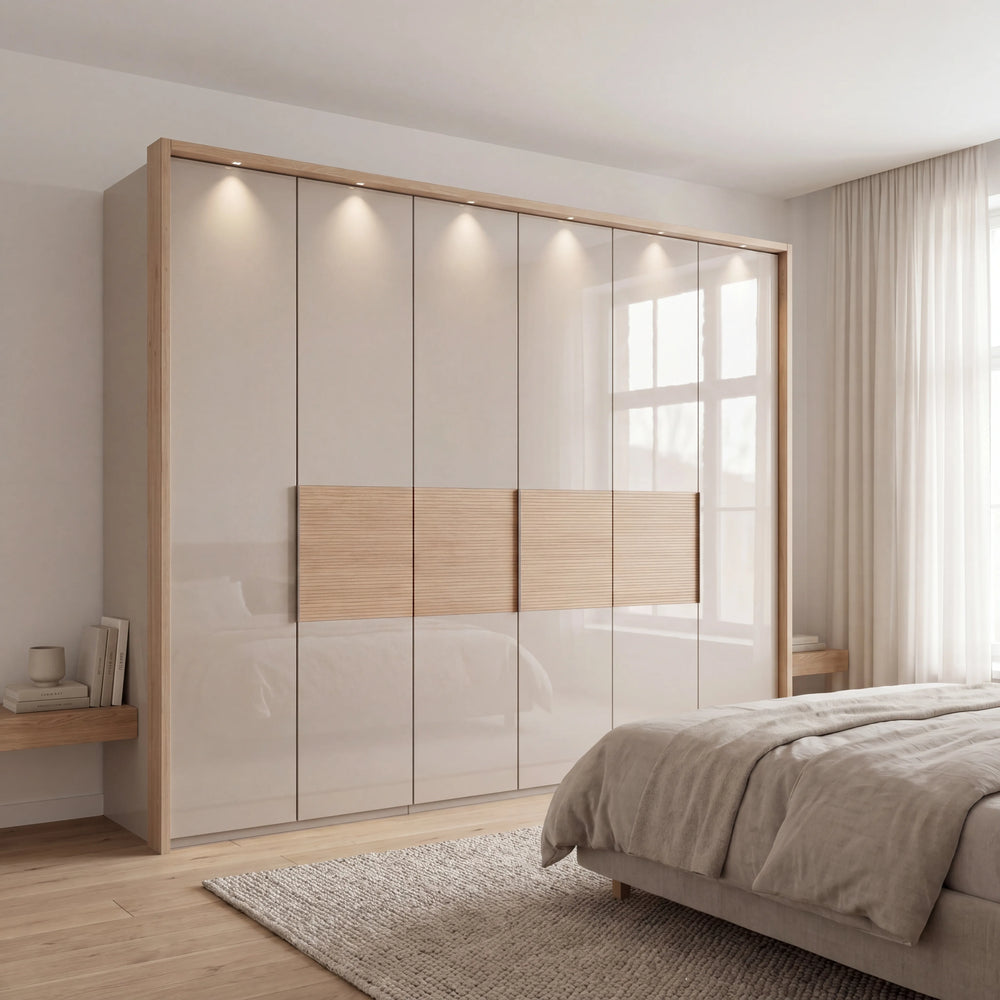 Drehtürenschrank inkl. Zusatzausstattung, Verona, 6-türig, 300x216x58 cm