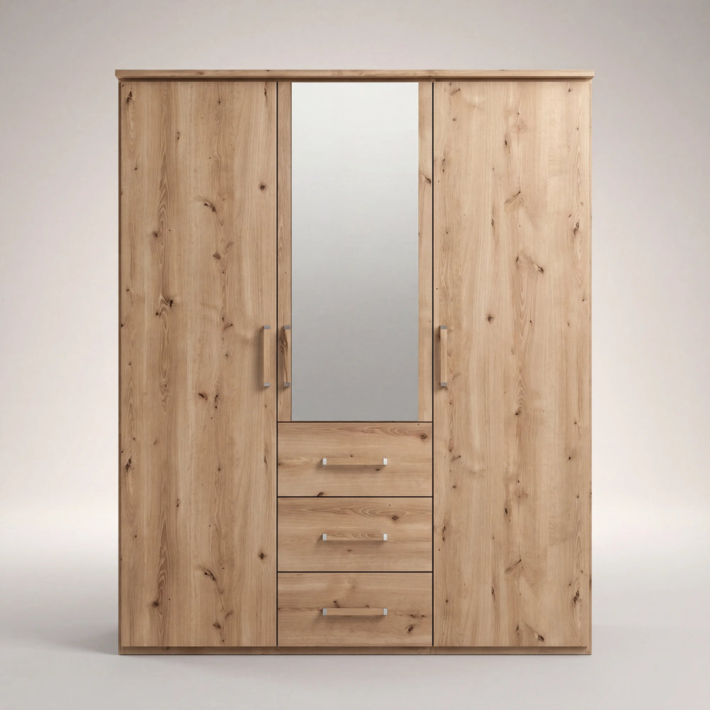 Drehtürenschrank inkl. Zusatzausstattung, Evea, 3-türig, 151x197x60 cm