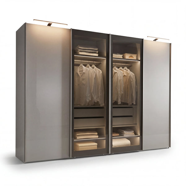 Schwebetürenschrank inkl. Zusatzausstattung, Dubai, 4-türig, 300x236x67 cm