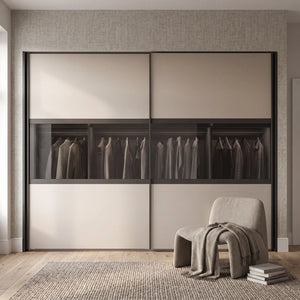 Schwebetürenschrank inkl. Zusatzausstattung, Split, 2-türig, 300x236x67 cm