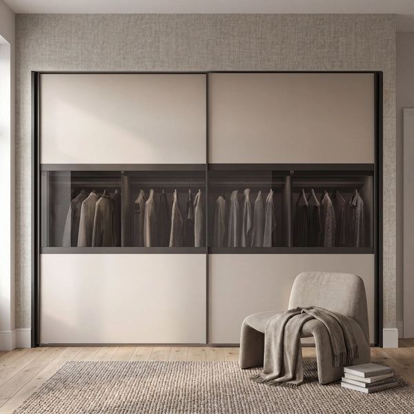 Schwebetürenschrank inkl. Zusatzausstattung, Split, 2-türig, 300x236x67 cm