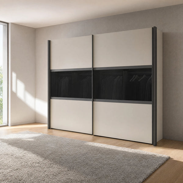 Schwebetürenschrank inkl. Zusatzausstattung, Split, 2-türig, 300x236x67 cm