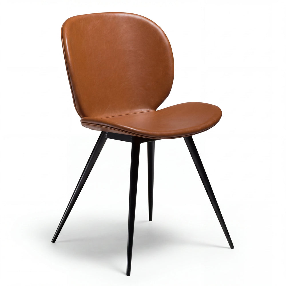 Stuhl aus Kunstleder in vintage Hellbraun
