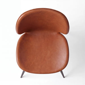 Stuhl aus Kunstleder in vintage Hellbraun