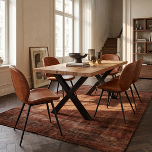 Stuhl aus Kunstleder in vintage Hellbraun