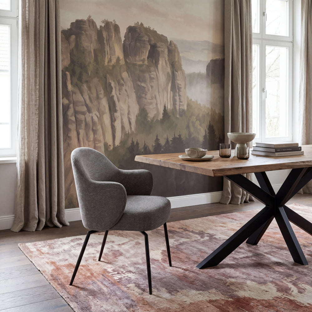 Stuhl inkl. Drehfunktion, Bae, pebble earth bouclé