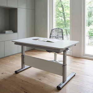 Schreibtisch Santana, Schiefergrau, 120x70 cm, Kurbel