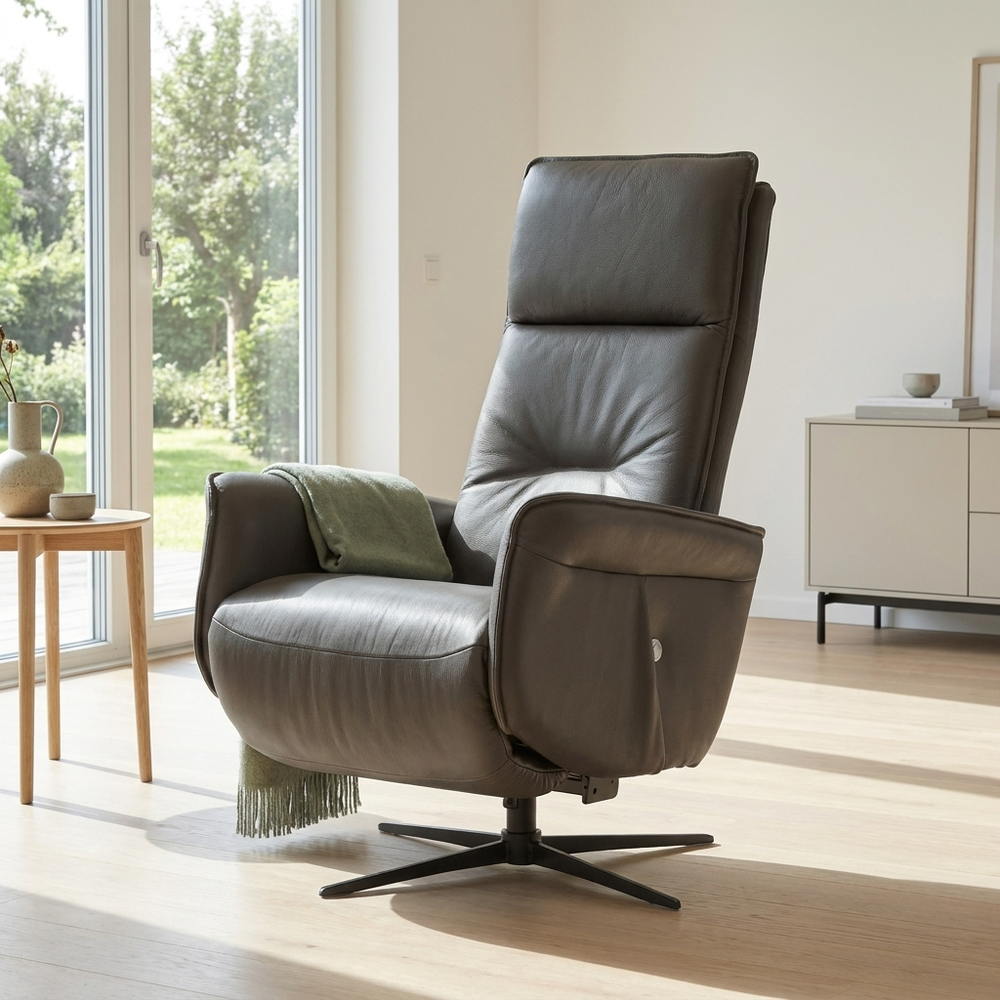 Ledersessel Manau in Graphit