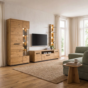 Wohnwand Rivano mit LED-Hängeregal