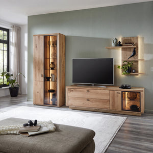 Wohnwand Rojo mit Vitrine, TV-Unterteil & Wandboard