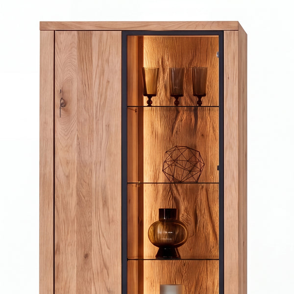 Wohnwand Rojo mit Vitrine, TV-Unterteil & Wandboard