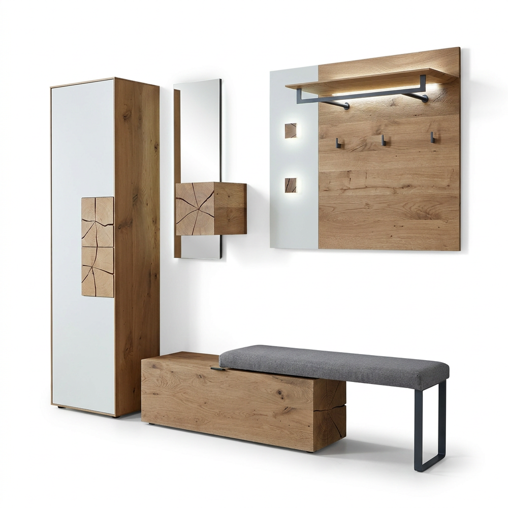Garderobe, Caya, Mattglas weiß, 278x196 cm