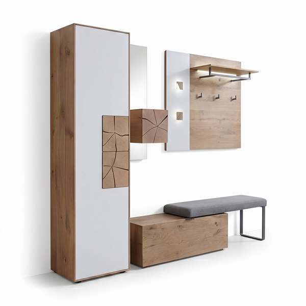 Garderobe, Caya, Mattglas weiß, 278x196 cm