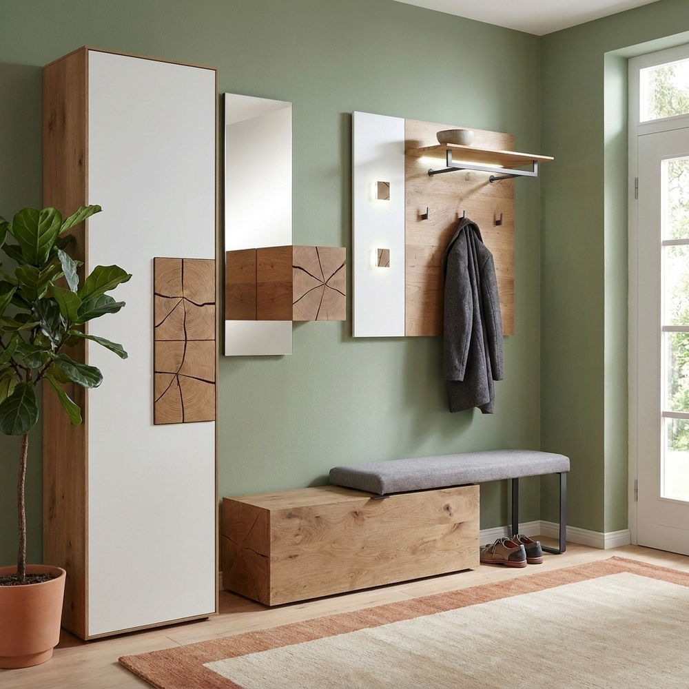 Garderobe, Caya, Mattglas weiß, 278x196 cm