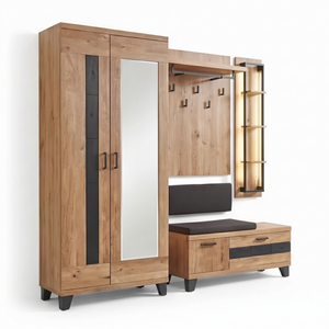 Garderobe, Milano, Wildeiche massiv, 218x203 cm