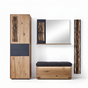 Garderobe inkl. Beleuchtung, Runa 8440, Kerneiche Natur, 217x196 cm