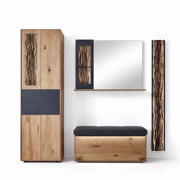 Garderobe inkl. Beleuchtung, Runa 8440, Kerneiche Natur, 217x196 cm