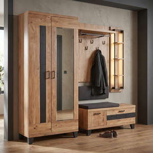 Garderobe, Milano, Wildeiche massiv, 218x203 cm